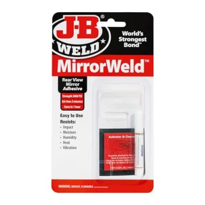 Image of JB Weld MirrorWeld Adhesive Multi Purpose, Fast Setting for Rear View Mirrors, Windshields, Metal, Glass, Ceramics, Jewellery, Clear 0.4 FL. Oz.