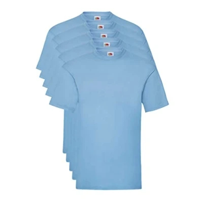 Image of FRUIT OF THE LOOM Men&#039;s Valueweight 5 Pack T Shirt, Blue (Sky Yt), S UK