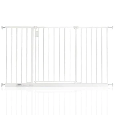 Image of Safetots Extra Wide Hallway Gate, 128cm 134cm, White, Pressure Fit Baby Safety Barrier for Hallways and Spaces, Easy Installation