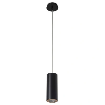 Image of Pipe 1 Light Slim Ceiling Pendant Black, Gold 6.8cm, GU10