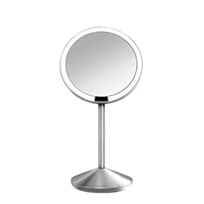 Image of simplehuman ST3004 12cm Sensor Mirror Fold, Light Up Makeup Magnifying Mirror, 10x Magnification, Includes Padded Travel Case, LED Tru Lux System, Rechargeable, Brushed Stainless Steel