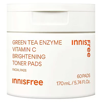 Image of Innisfree Green Tea Enzyme Vitamin C Brightening Toner Pads 2.8ml 60s