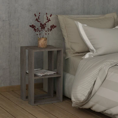 Image of HOCUS PICUS Modern Nightstand Bedside Table Stylish Multi Functional Side for Bedroom, Living Room, Office 2 Tier Lamp Holder &amp; Coffee Easy to Assemble 30 x 34 55 cm (Anthracite)