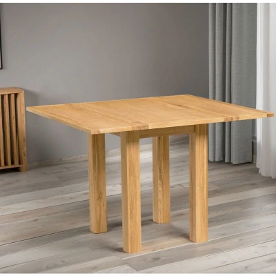 Image of Hallowood Furniture Waverly Oak Small Folding Table, Solid Dining Light Extendable Kitchen Wooden Table for Room &amp; Lounge