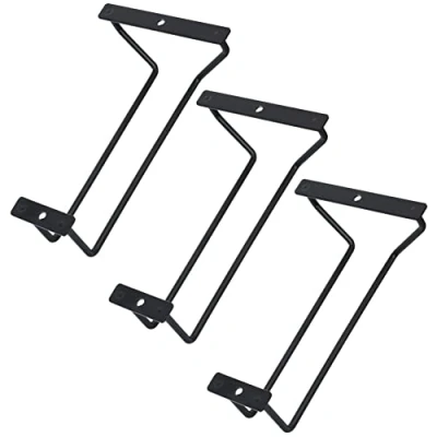 Image of zoohot 7 Inch Black Wine Glass Rack Under Cabinet Stemware Holder for Bar Kitchen (1 Rows, 3 Pack)