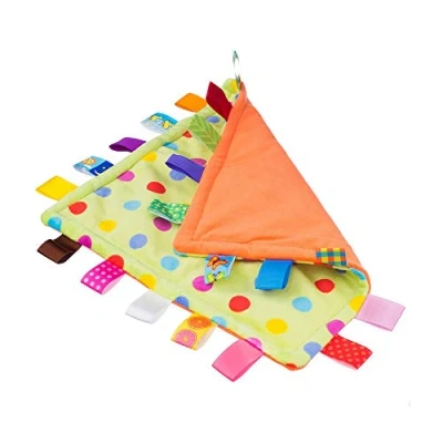 Image of Eyand NO Crinkle Sound Tag Blanket Baby Comfort Cute Soft Kids Teething Toy Newborn Gift Birthday Present (Green Dot)