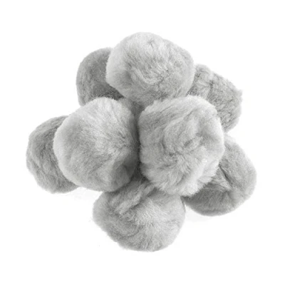 Image of 25 Grey 50mm or 2in Craft Pom Poms Pompoms for Crafts