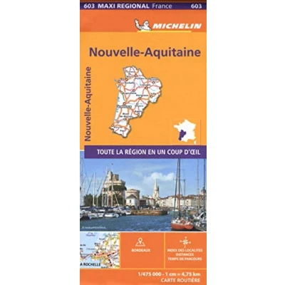 Image of Aquitaine, Limousin and Poitou Charentes , France Michelin Maxi Regional Map 603: (France Regional)