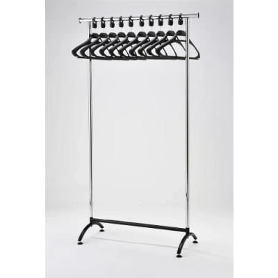 Image of RACK51 Chrome Coat Stand. Office Rack with Black Hangers