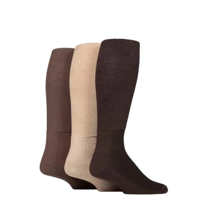 Image of Mens and Women&#039;s 3 Pair Iomi Footnurse Cushion Foot Bamboo Diabetic Knee High Socks Coffee Bean 9 11 Unisex