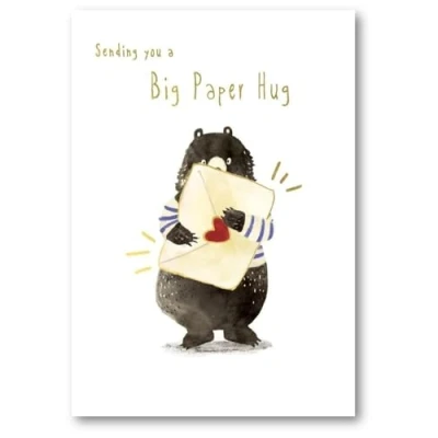Image of Abacus Cards Thinking of You Card Bear Sending a Big Paper Hug Embossed with Foil Finish Eco Friendly and Recyclable