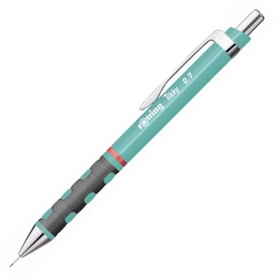 Image of rOtring Tikky Pastel Mechanical Pencils HB 0.7 mm Sea Blue with Comfort Rubber Grips 12 Count
