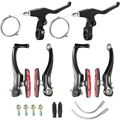 Image of Chooee Mountain Bike Linear V Brake Set, Bicycle Front and Rear Brakes,black/red