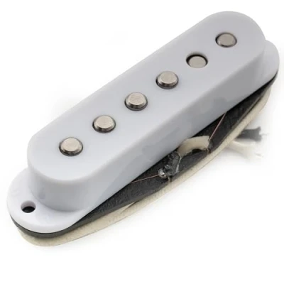 Image of Musiclily Pro ST 50S Staggered Alnico 5 Single Coil Middle Pickup 5.9K for Strat Style Electric Guitar, White