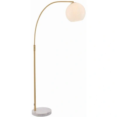 Image of Otto Floor Lamp Satin Brushed Gold Effect Plate &amp; Gloss Opal Glass 1 Light IP20 E27