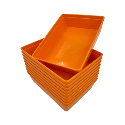 Image of Plastic Activity Trays, Colours Kids Play Art Tray Crafts Toy Organizer (Pack of 10) UK Made (Tangerine, 20 x 15 5cm)