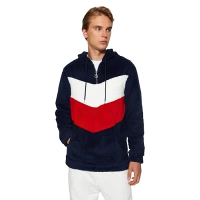 Image of Trendyol Man Regular fit Basic Hood Woven Sweatshirt Navy Blue