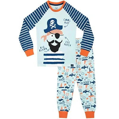 Image of Harry Bear Boys Pirate Pyjamas Snuggle Fit Blue Age 7 to 8 Years