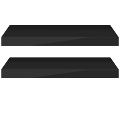 Image of eSituro Floating Shelf, Wall Black High Gloss Mounted Storage Shelf for Bedroom/Living Room/Kitchen/Bathroom/Hallway, W50xD22.9xT3.8 cm