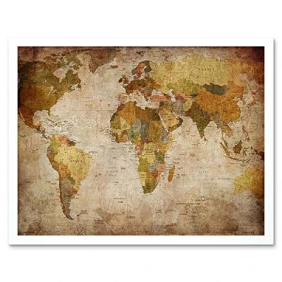 Image of Wee Blue Coo Map Globe World Atlas Antique Style Modern Layout Art Print Framed Poster Wall Decor 12X16 Inch