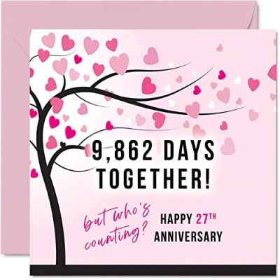Image of Funny 27th Anniversary Card for Wife or Husband 9862 Days Together I Love You Gifts, Happy Wedding Cards Partner, 145mm x Greeting Twenty Seventh Anniversaries