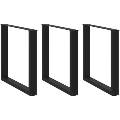 Image of vidaXL black steel coffee table legs u shaped adjustable 90x(72 73) cm furniture support for living dining room