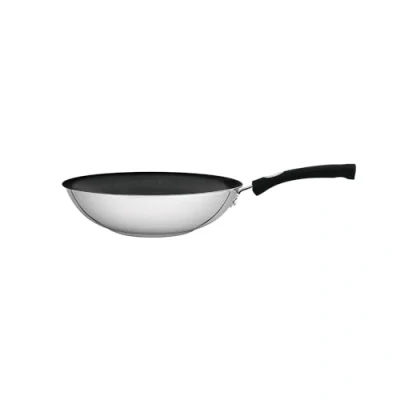 Image of Tramontina Stainless Steel Wok Non Stick Pan 28 cm (3.3 Litre) Induction Ready Silicone Handles Dishwasher Safe 62138/288