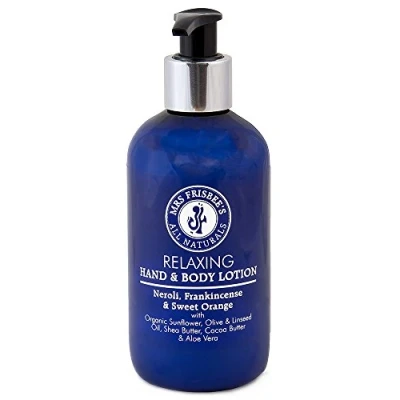 Image of Relaxing Organic Hand and Body Lotion with Neroli, Frankincense Sweet Orange Pure Essential Oils, Shea Butter, Cocoa Olive Oil, Linseed Aloe Vera Vitamin E/Handmade/Vegan