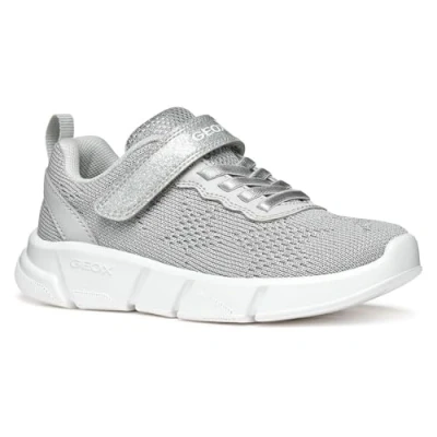 Image of Geox ARIL GIRL Trainers for kids, Size: 11.5K, Silver Imitation leather/ textile