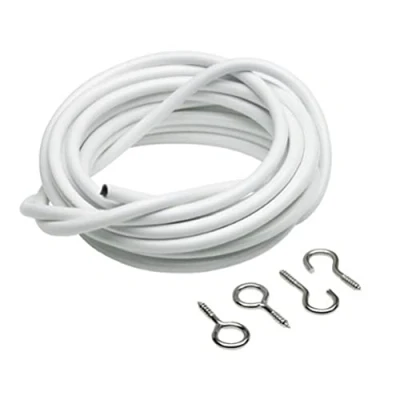 Image of Merriway BH03843 Plastic Coated Curtain Wire with 2 Each Hooks and Eyes, 180 cm (72 inch) , White