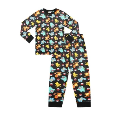 Image of Boys Pokemon Luxury Fleece Long Pyjama Set (12 13 Years) Black