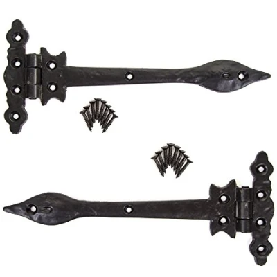 Image of 5X Pairs of Black Antique Tee Door Hinges 290mm/11.5&quot; Cast Iron T Vintage Traditional