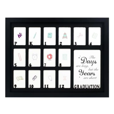 Image of GMFrames School Days Photo Frames Prek 12 Years Picture Frame * 16 for Pre &amp; Kindergarten to 12th Grade Holds (1) 5x7 (13) 2x3 Wallet Size Photos Black
