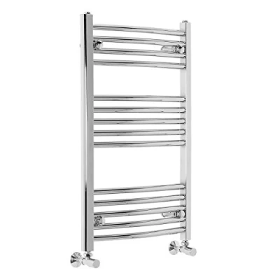 Image of Warmehaus Contemporary Curved Bathroom Heated Towel Rail Radiator Rad 800 x 500 Chrome