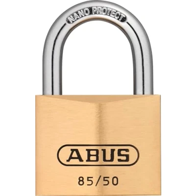 Image of ABUS Padlock Brass 85/50 for Cellar Doors, Sheds and Much More Weatherproof Lock Body Hardened Steel Shackle Security Level 7