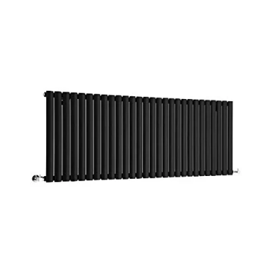 Image of Milano Aruba Black Horizontal Single Oval Panel Radiator 635mm x 1652mm