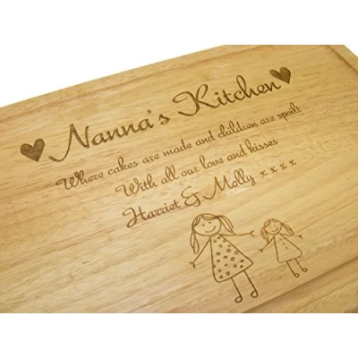 Image of Personalised Nanna&#039;s Kitchen Engraved Birch Wood Chopping Board Gift Enter Your Own Custom Text