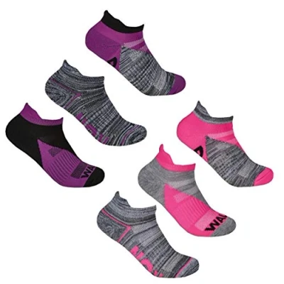 Image of undercover lingerie 6 Pairs Ladies Reg Tag Cushion Sole Trainer Sport Socks 41B526 Pink/Purple