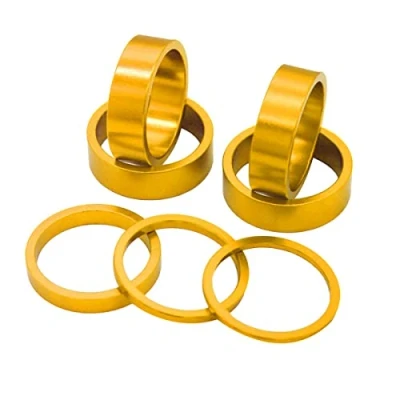 Image of PLATT 7PCS Bike Headset Spacer 1 1/8&quot; Aluminium Alloy MTB Road Stem 2/3/5 /10mm (Black) (Gold 7PCS)