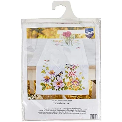 Image of Vervaco Counted Cross Stitch Kit: Runner: Spring Mood, 100% Cotton, Multi Colour, 80 x 2 20 cm