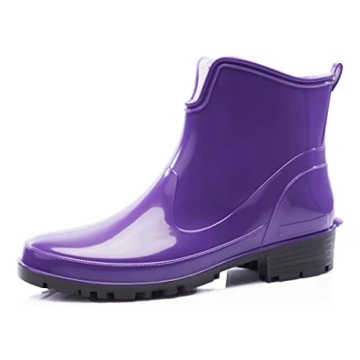 Image of Ladeheid Women&#039;s Ankle Rubber Wellington Boots LA 930 (Purple, 6.5 UK)