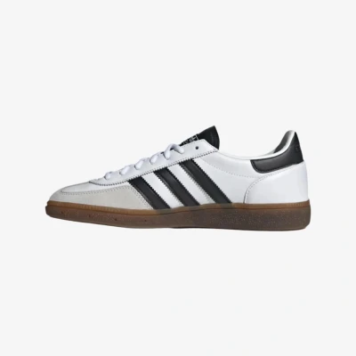 Image of adidas Originals Handball Spezial Unisex Trainers, Size: 3.5, Footwear white/core black leather and imitation