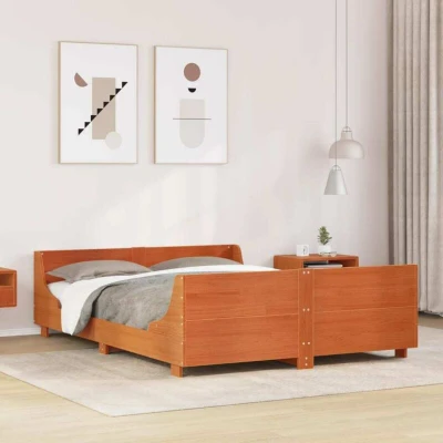 Image of Bed Frame without Mattress Wax Brown 120x190 cm Small Double Solid Wood Pine Vidaxl