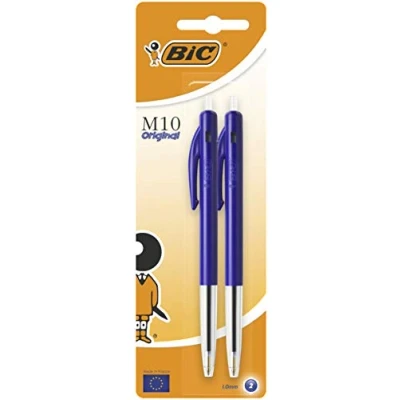 Image of BIC M10 Clic ballpoint pens (Clip on retractable pen, Blue, Transparent, Plastic, Medium)