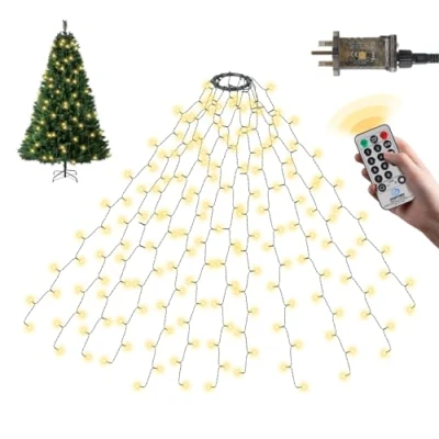 Image of SALCAR Christmas Tree Lights, 2m x 12 Strands 420 LED Fairy Light String for 6 8ft Xmas Tree, Remote Control, 8 Modes, Timer, Memory, Adjustable Brightness, Easy Install Indoor/Outdoor Decoration