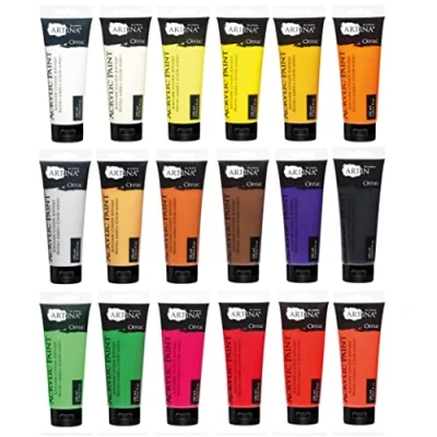 Image of Artina 24pcs Acrylic Paints Set 120ml Crylic 24x120ml Professional Colours for Painting Highly Pigmented, Luminous &amp; Quick Drying Waterproof High Coverage