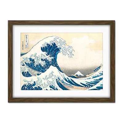 Image of Wee Blue Coo Hokusai Great Wave Off Kanagawa Artwork Framed Wall Art Print 18X24 Inch