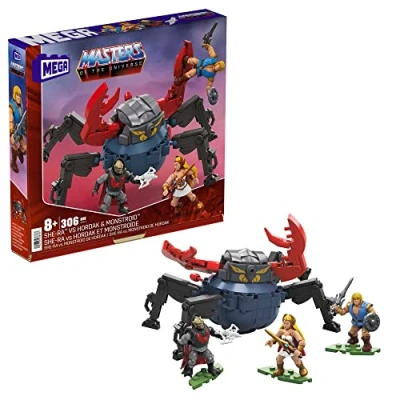 Image of MEGA Masters of the Universe She Ra vs Hordak &amp; Monstroid MOTU Fan​ Collector Toy Car Building Set, Prince Adam figure, for boys and girls ages 8+​