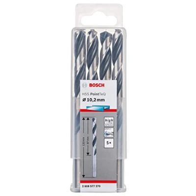 Image of Bosch Professional 10 Piece PointTeQ HSS Twist Drill Bit (for Metal, 4.9 x 52 86 mm, Driver Accessories)