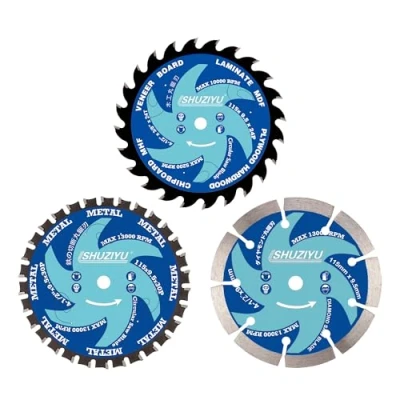 Image of LSHUZIYU 115mm, Stone, Wood, Metal Cutting Circular Saw Blade, 3 pcs Set, Centre Hole 9.5mm, Compatible on Cordless